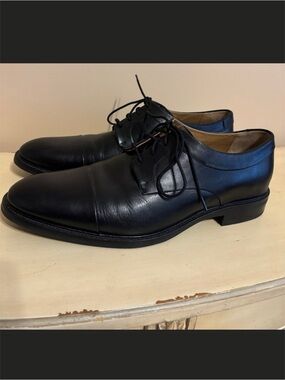 Cole Haan Black Leather Cap-Toe Oxford Shoes c20155‎